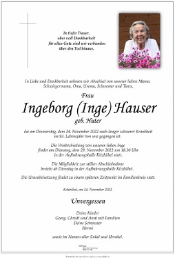 Ingeborg (Inge)  Hauser